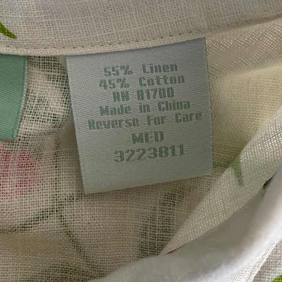 220 Hickory LINEN Y2K Top Womens Size Medium Button Front Floral 90s Watercolor - Picture 8 of 11
